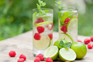 cucumber, mint raspberry, lemon and seltzer water